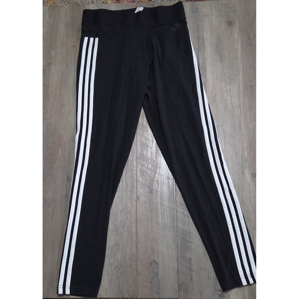 Adidas Black 3 Stripe Lightweight Pants Women M